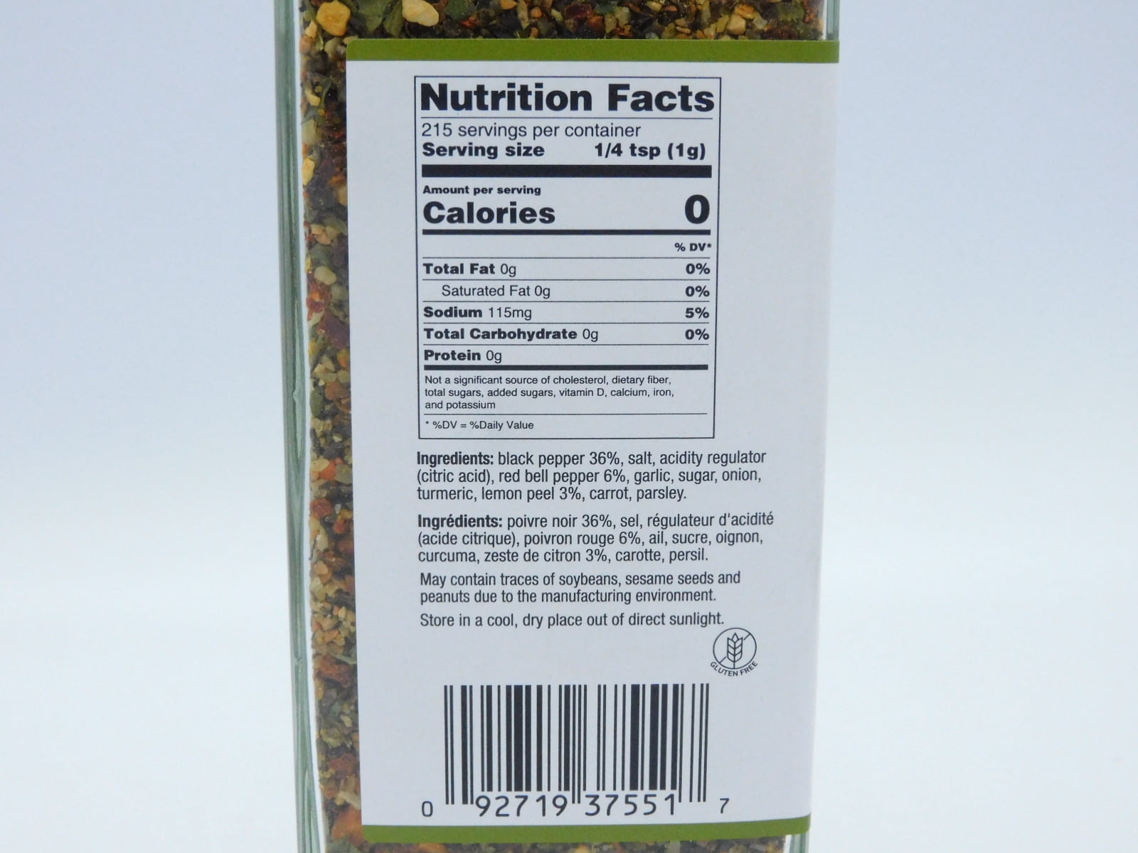 Large The Gourmet Collection Lemon Pepper Spice Blend 7.58 oz by Gourmet Collection - Calorie Free