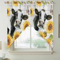 thumbnail image 2 of Retro Farmhouse Floral Swag Valances for Windows, Kitchen Curtains 36 Inch Length 2 Panels Set, Yellow Sunflowers Cows Butterfly Wood Short Curtains for Small Windows Rod Pocket Cafe Curtains 28"x36", 2 of 8
