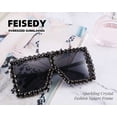 thumbnail image 5 of FEISEDY Oversized Sparkling Crystal Sunglasses Disco Diamond Flat Top Fashion Square Large Shades B2782, 5 of 14