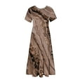 thumbnail image 7 of Penkiiy Women's Summer Marble Print Casual Short Sleeve Crewneck Basic Swing T Shirt Dress Flowy Beach Vacation Sundress S Khaki, 7 of 7