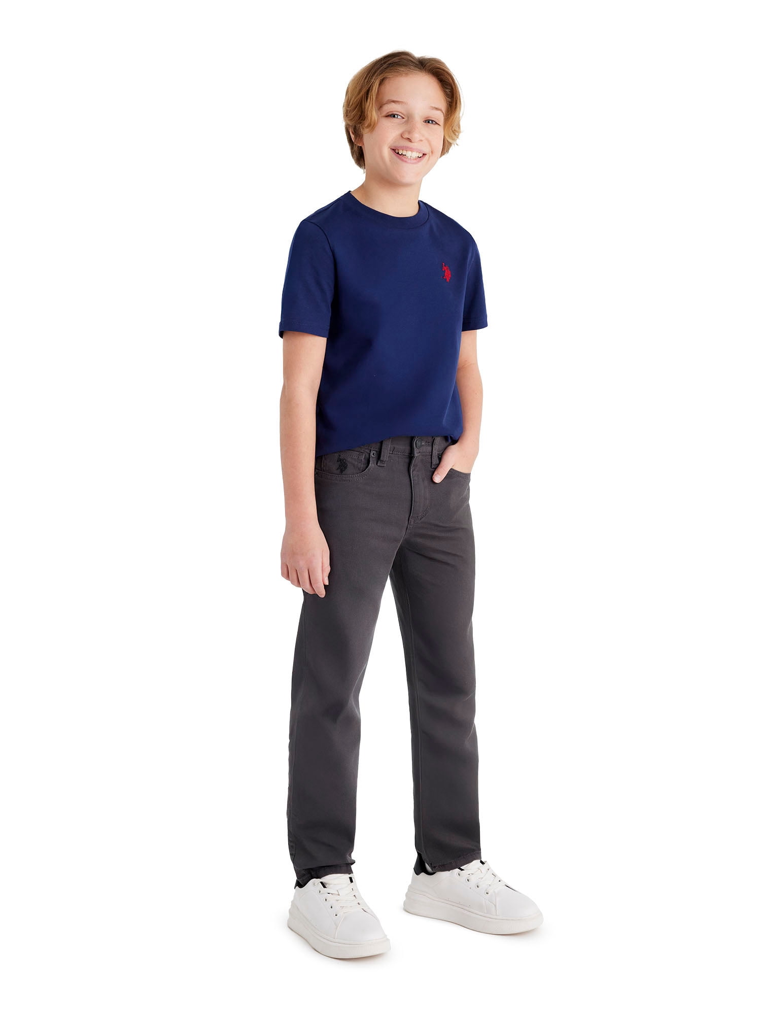 U.S. Polo Assn. Boys Stretch Twill 5-Pocket Straight Fit Pant, Sizes 4-18