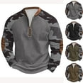 thumbnail image 3 of guisaled Mens Camo Sweatshirt Crewneck Half Zip Up Long Sleeve Pullover Tops Fall Winter Outdoor Camouflage Camping Hunting Jackets, 3 of 4