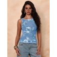 thumbnail image 6 of 3D Floral Applique Sleeveless Top Tank Tops for Women Elegant Summer Going Out Tops Blue L, 6 of 8