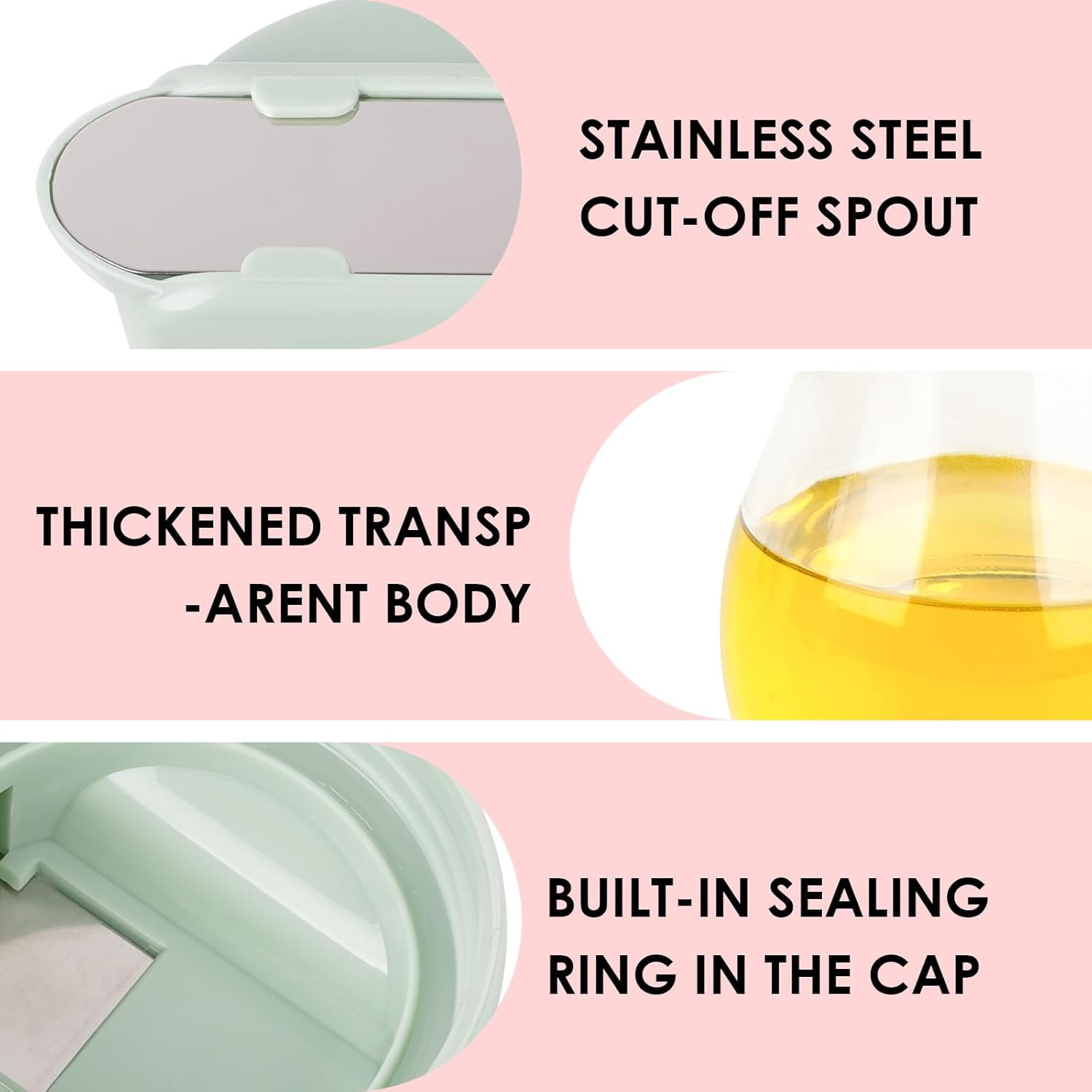 CATPAN 13.5 Oz Syrup Dispenser, No-Drip Pourers for Maple Syrup, Oil Dispenser Bottle with Non-Slip Handle, Honey Jar & Sirop Container, Reusable Syrup Bottle for Kitchen (Green)