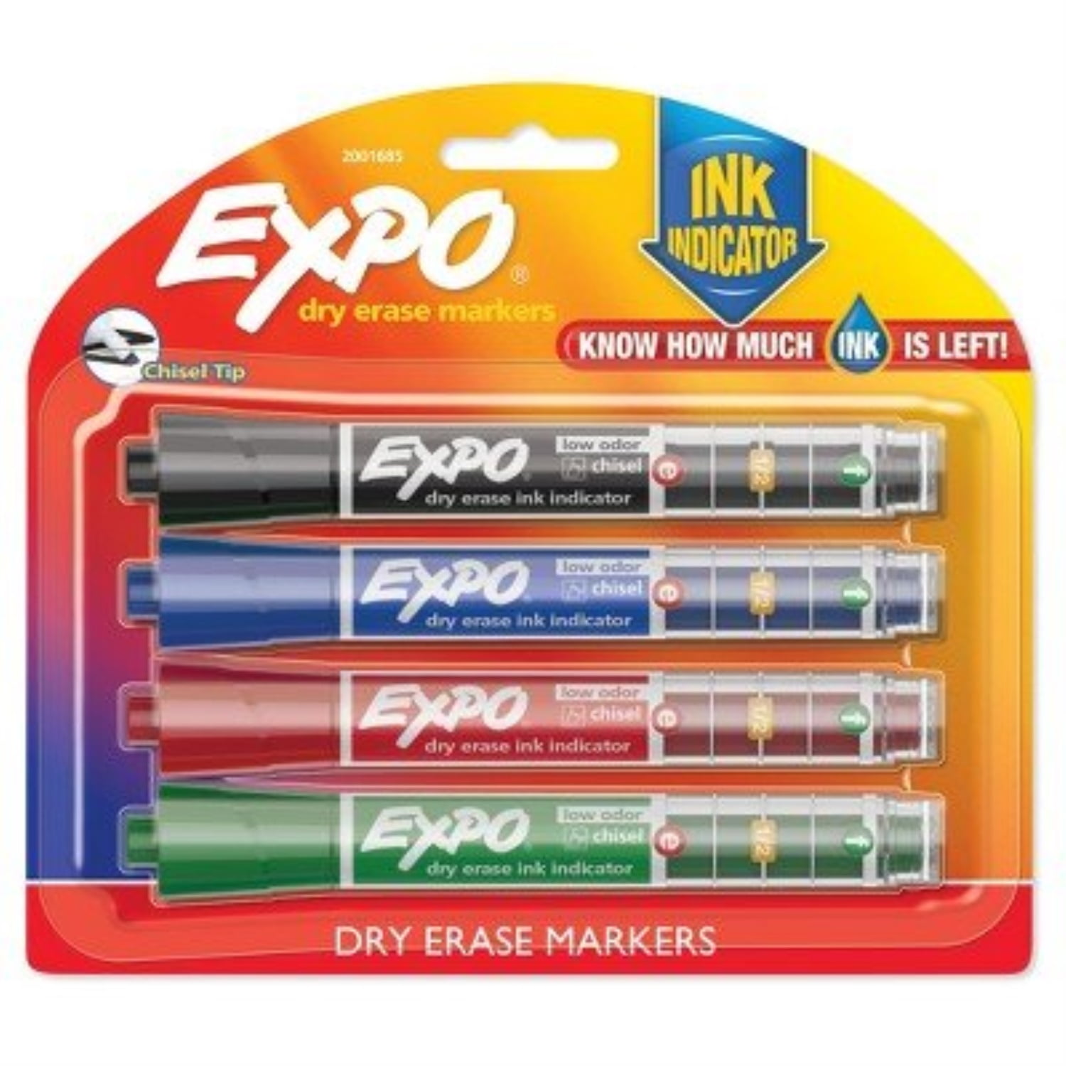 expo174; ink indicator dry erase markers, 4ct black multicolored