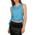 thumbnail image 6 of Htigea Workout Yoga Tank Tops for Women Sleeveless Side Tie Cropped Tanks Breathable Summer Athletic Shirts Light Blue Free Size, 6 of 8