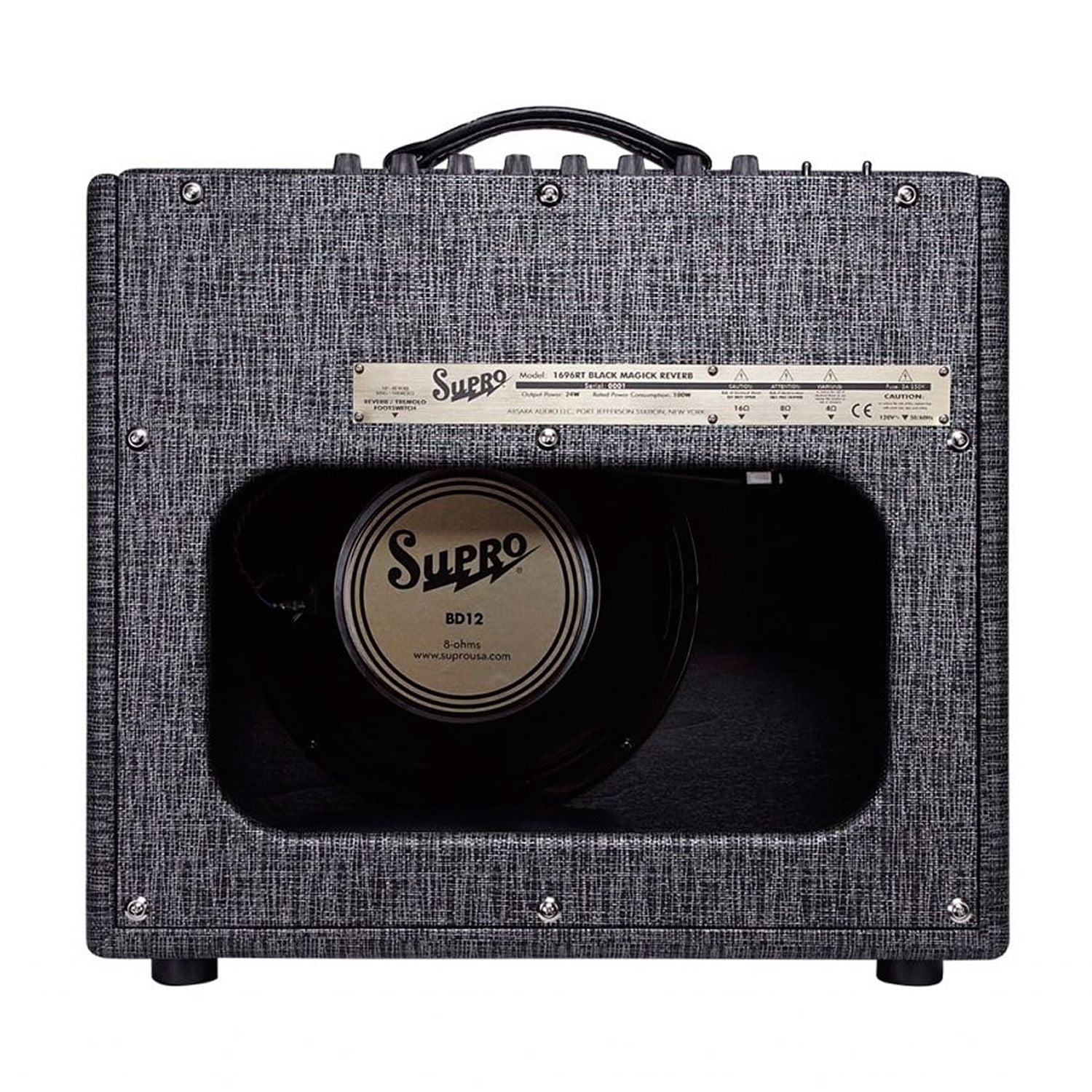 Supro 1696RT Black Magick Reverb 25-Watt 1x12 inch Tube Combo Amp (Black Rhino)