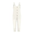 thumbnail image 4 of JFGHDG Womens Denim Bib Overalls Barrel Leg Adjustable Strap Jean Pants Jumpsuits with Pockets White L, 4 of 4