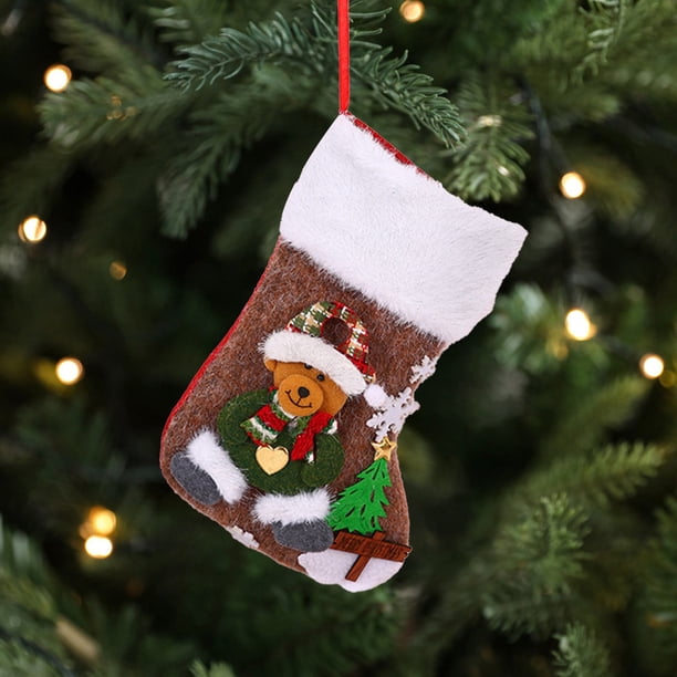 1Pcs Polyester material Cartoons Christmas Socks Christmas Gift Bags Christmas Tree/fireplace/window/staircase Decorative Pendants