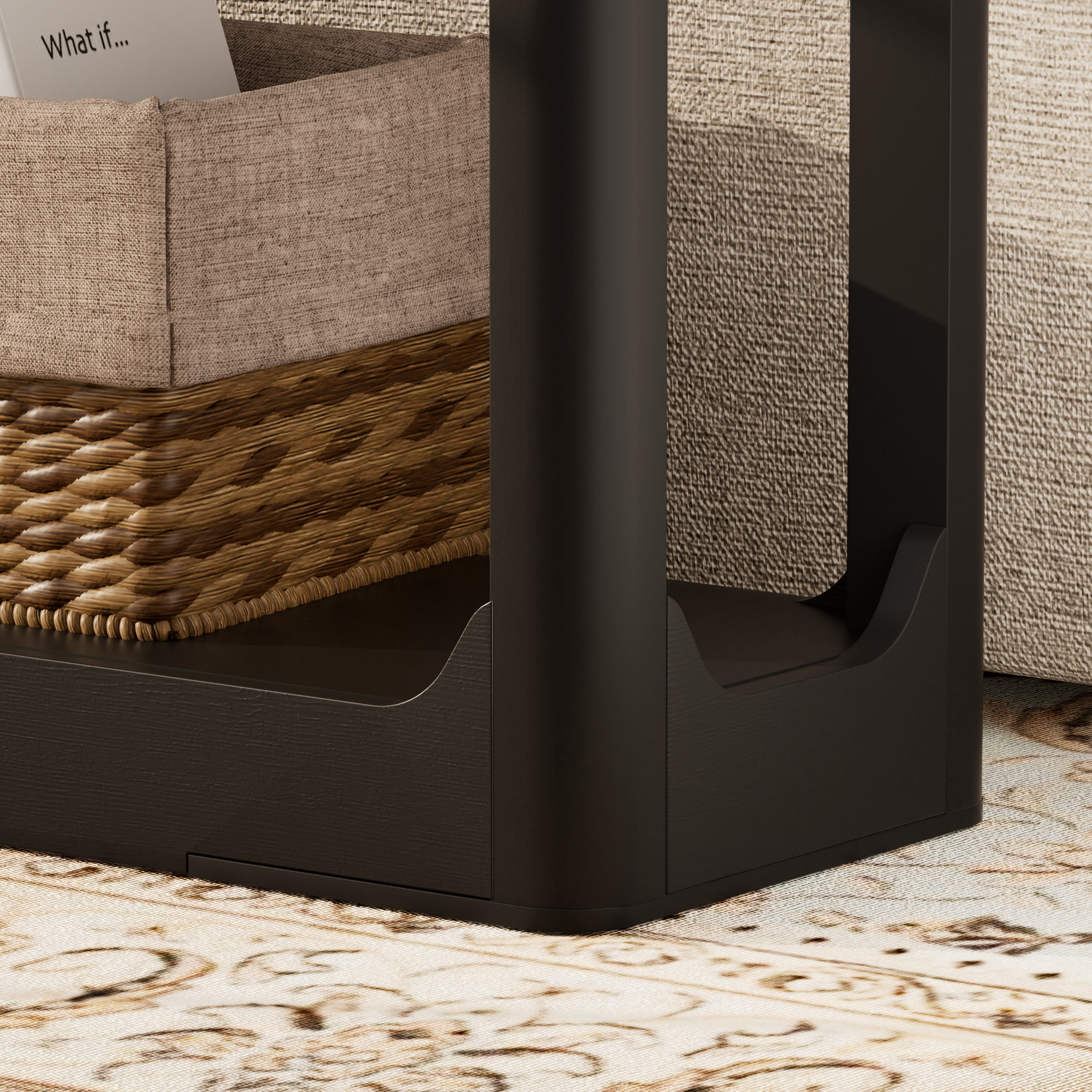 Leumius 55.1" Wooden Console Table,Curved-Leg Slim Side Table Sofa Table for Entryways,Hallways,Doorways,Black