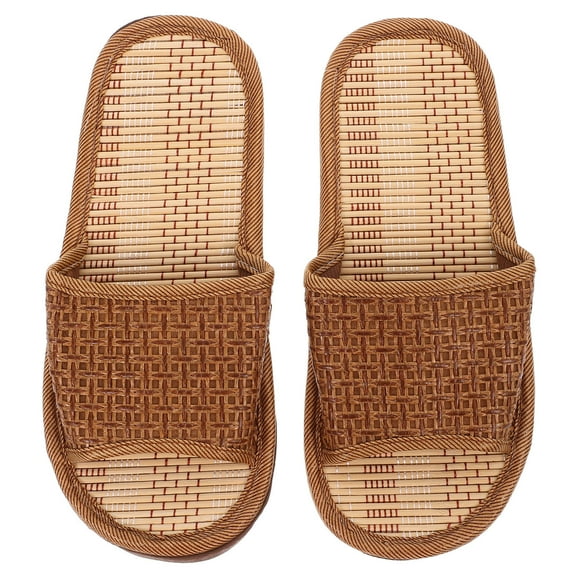 HINTRMENT 1 Pair Rattan Slides Rattan Tpr Anti-slip Home Use Beach Use Light Brown