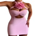 thumbnail image 2 of AMERTEER Femmes Y2k Été Bodycon Parti Club Robe Couleur Unie Découpe Fleur Robe Sans Manches Dos Streetwear, 2 of 4