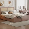 thumbnail image 3 of Full Size Wood Storage Platform Bed with 4 Drawers, Rattan Headboard, Espresso, 3 of 6