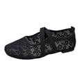 thumbnail image 2 of Women's Spring Ballet Style Flat Pumps Open Toe Lace Up Design Soft Sole Lightweight Comfortable Elegant Casual Shoes For Daily All Day Wear Black 37, 2 of 9