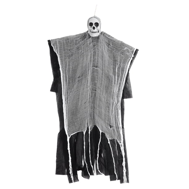 Calaveras colgantes con luces LED: accesorios fantasmales de Halloween realistas e iluminados. Esqueleto flotante animado y espeluznante para decorar casas embrujadas y porches.