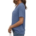 thumbnail image 4 of Women Tops Summer Sweaters Short Sleeve V Neck Shirts 2026 Spring Fashion Dressy Casual Business Tunic Blouses Blue 2XL, 4 of 5