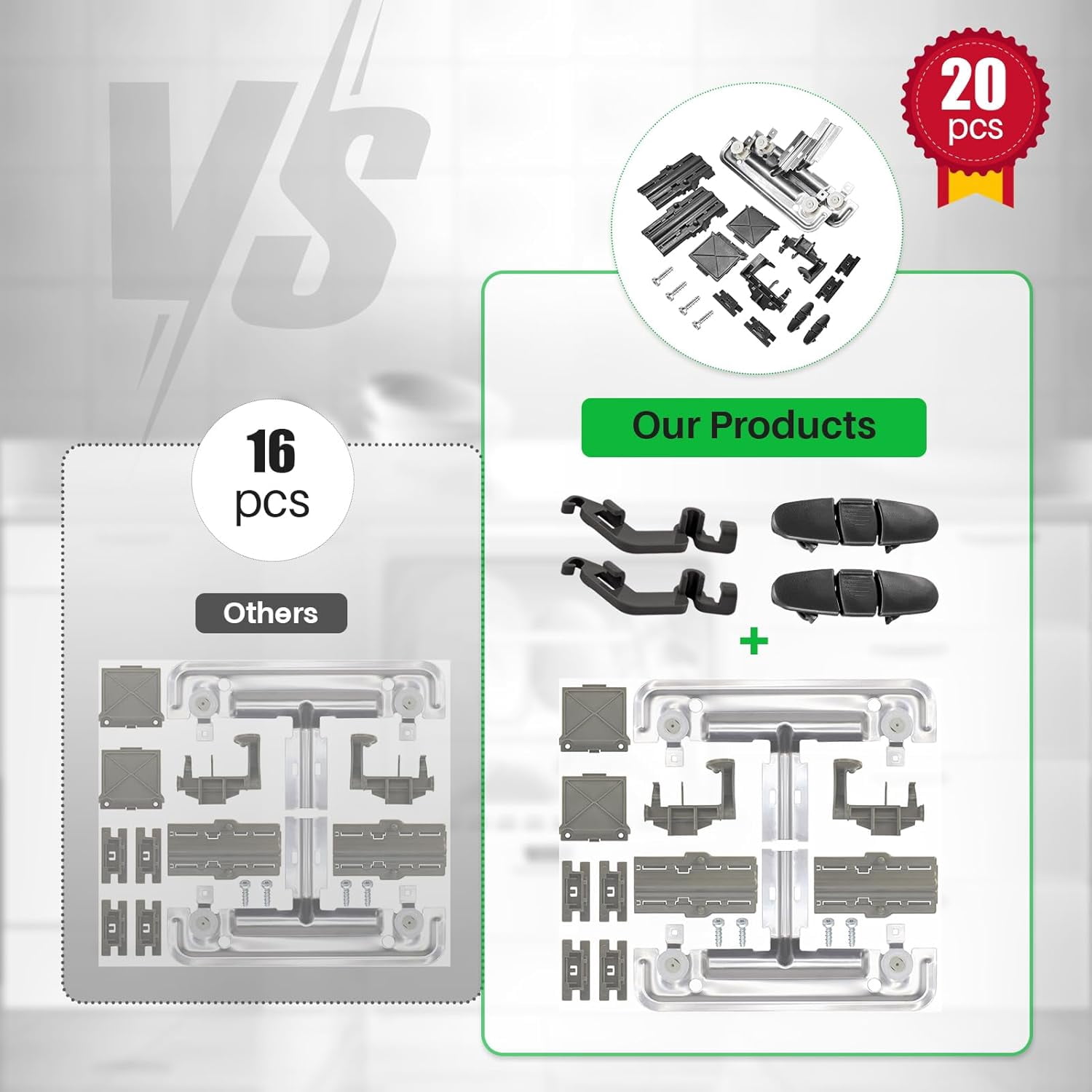 Aniceparthy 20Pcs Upgraded W10712395 Dishwasher Upper Rack Adjuster Kit Fir for Whirlpool Kenmore Dishwasher Top Rack Parts Replaces W10350375 PS10065979 AP5957560