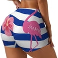 thumbnail image 2 of Xecao Flamingo Print Workout Shorts for Women Soft Smooth Gym Yoga Scrunch Active Tennis Workout Running Shorts, 2 of 9