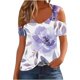 thumbnail image 1 of Blusas de Manga Corta para las Mujeres Sexy Frío Hombro Suéter Cuello en V Top Sólido, Blusas para las Mujeres Casual, 1 of 5