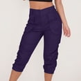 thumbnail image 5 of Purple Womens Pants Womens Cargo Trousers Cargo Pants with Pocket High Waist Jogging Bottoms Solid Color Summer Trousers Leisure Trousers Paperbag Work Trousers Sweatpants Womens Fashion, 5 of 6