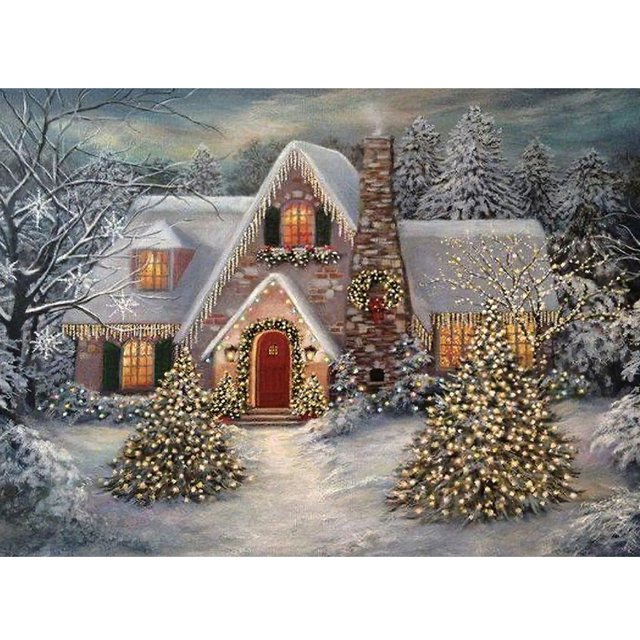 Diamante pintura taladro nieve casa 5D Rhinestone cuadrado completo para decoración de habitación Hugtrwg Para estrenar