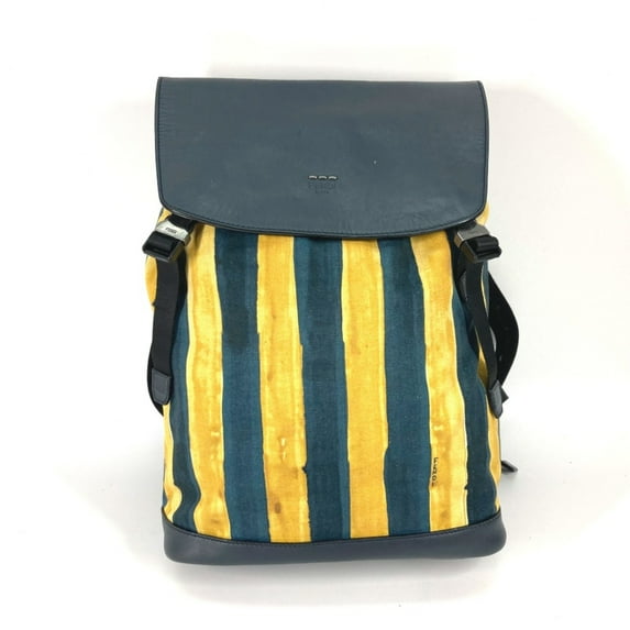 Pre-Owned Fendi 7VZ031 backpack bag Backpack yellow Navy (Good)