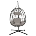 thumbnail image 4 of Indoor Outdoor Egg Hanging Chair with Stand, Patio Wicker Hanging Swing Egg Chair, Indoor Outdoor Swinging Chair, Outdoor Hammock Egg Chair 350 lbs Capacity for Patio, Bedroom, Balcony, Living Room, 4 of 9