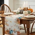 thumbnail image 3 of ERUNPONLY Orange Blue Fall Table Runner - 36 Inch Long Pumpkins Rustic Botanical Thanksgiving Cotton and Linen Blended Dress Scarves Farmhouse Table Runner for Kitchen Dining, Coffee Table, 13" x 36", 3 of 8