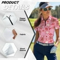 thumbnail image 5 of COEQINE Women Short Sleeve Golf Shirts for Valentine's Day V Neck Quick Dry Fit 1/4 Zip Golf Polo Tops Pullover Workout Athletic Tops Lip Gift Set Heart Pink Print Sportswear, XS, 5 of 7
