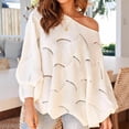 thumbnail image 2 of Lindreshi Womens Sweaters Fall 2023 Women's Fashion Loose Sleeve Hollow Irregular Knitted Pullover Sweater, 2 of 4