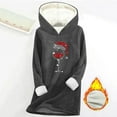 thumbnail image 2 of ShiShine Womens Sherpa Fleece Pullover Hoodie Christmas Wine Glass Santa Hat Glitter Print Long Hooded Top Winter Warm Loungewear, 2 of 6