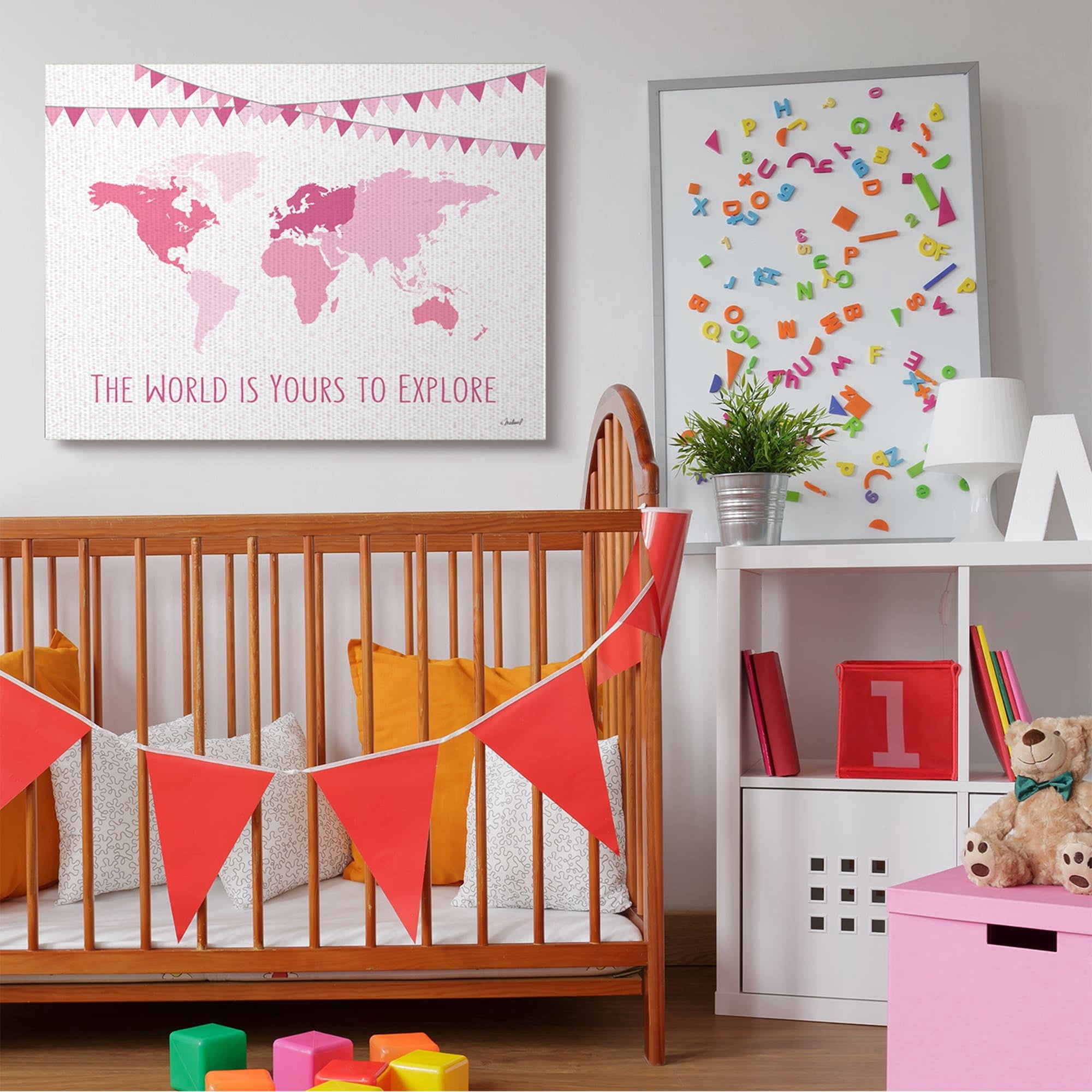 Stupell Industries World Is Yours to Explore Motivational World Map,24 x 30,Designed by Martina Pavlova