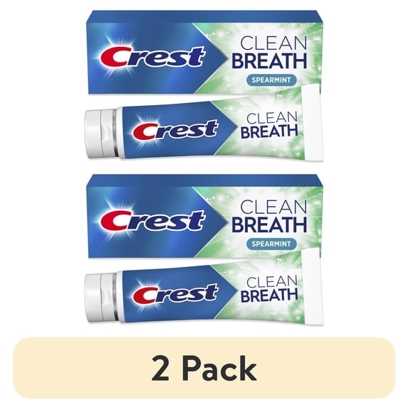 (2 pack) Crest Toothpaste Clean Breath Spearmint 4.6oz - Neutralizes Bad Breath, Antibacterial Protection, Fights Cavities, Freshens Breath, Gently Whitens