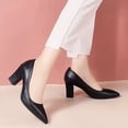 thumbnail image 3 of Tqyyweavej High Heels Pumps for Women Oversized Arch Support Chunky Block Heel Work Office Shoes Slip On Pointed Closed Toe Dressy Shoes, 3 of 10