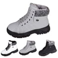 thumbnail image 2 of XIMIN Women's PU Leather Combat Boots Solid Color High Top Non-slip and Wear-Resistant Thickened Warm Outdoor Snow Boots Comfortable Hiking Boots, 2 of 8
