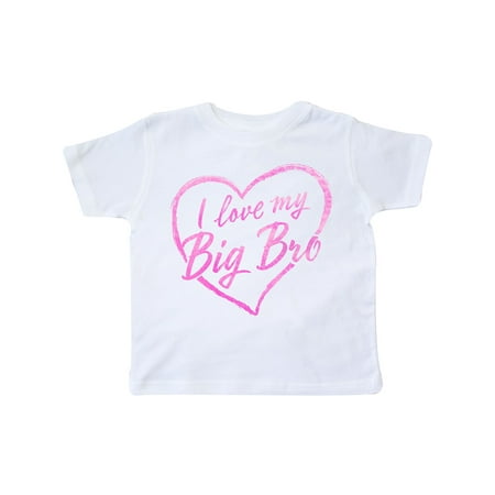 

Inktastic I Love My Big Bro in Pink Chalk Heart Gift Toddler Boy or Toddler Girl T-Shirt