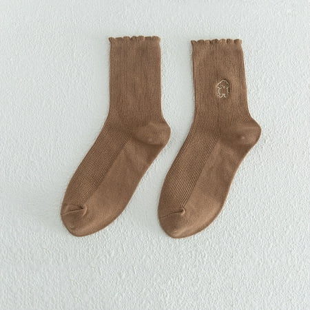 

Tuscom Women s Cute Embroidery Socks Tube Socks Soft Breathable Pile Socks