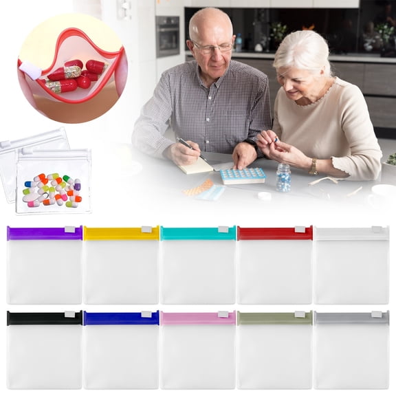 Pill Pouch Bag 1 Piece, Reusable Zippered Medicine Organizer, EVA Translucent Travel Storage Pouch with Slide Lock, Waterproof Small Plastic Bag for Pills Jewelry Coins, 3 x 2.75 Inches