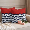 thumbnail image 2 of Black Chevron Outdoor Waterproof Pillow Covers, Geometric Navy Blue White Sea Wavy Striped Decorative Square Throw Pillowcase Sofa Cushion Sham for Patio/Couch/Chair, 18"x18" 2 Pack, 2 of 8