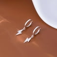 thumbnail image 5 of Solid 925 Sterling Silver Lightning Bolt Drop Hoop Earrings for Women Teens CZ Lightning Bolt Hoop Earrings Huggie, 5 of 7