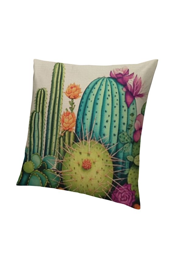 Fresh and Colorful Hand-Painted Potted Succulents Cactus Home Cushion Cover Office Decorative Square
