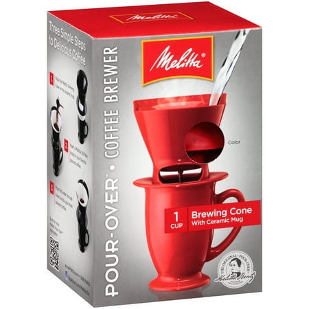 Melitta Pour-Over Brewer Single Cup Coffee Maker with Coffee Mug, Red - Walmart.com