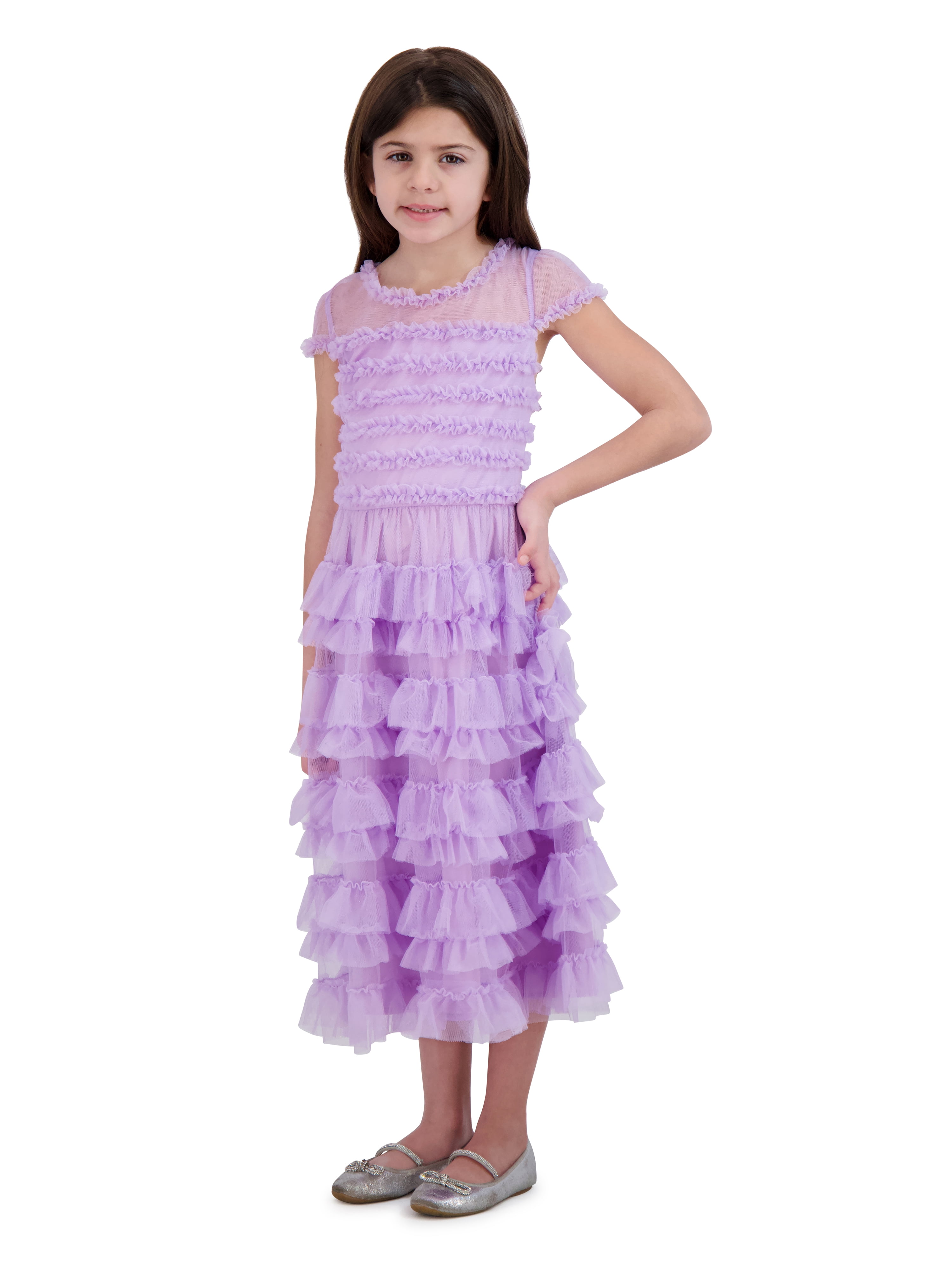 Kensie Girl Ruffle Mesh Special Occasion Dress, Sizes 4-16