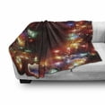 thumbnail image 3 of Christmas Soft Flannel Fleece Throw Blanket, Grunge Hipster Tinsel Winter Themed Ornament Frame on Wooden Seem Design Print, Cozy Plush for Indoor and Outdoor Use, 70" x 90", Multicolor, by Ambesonne, 3 of 6
