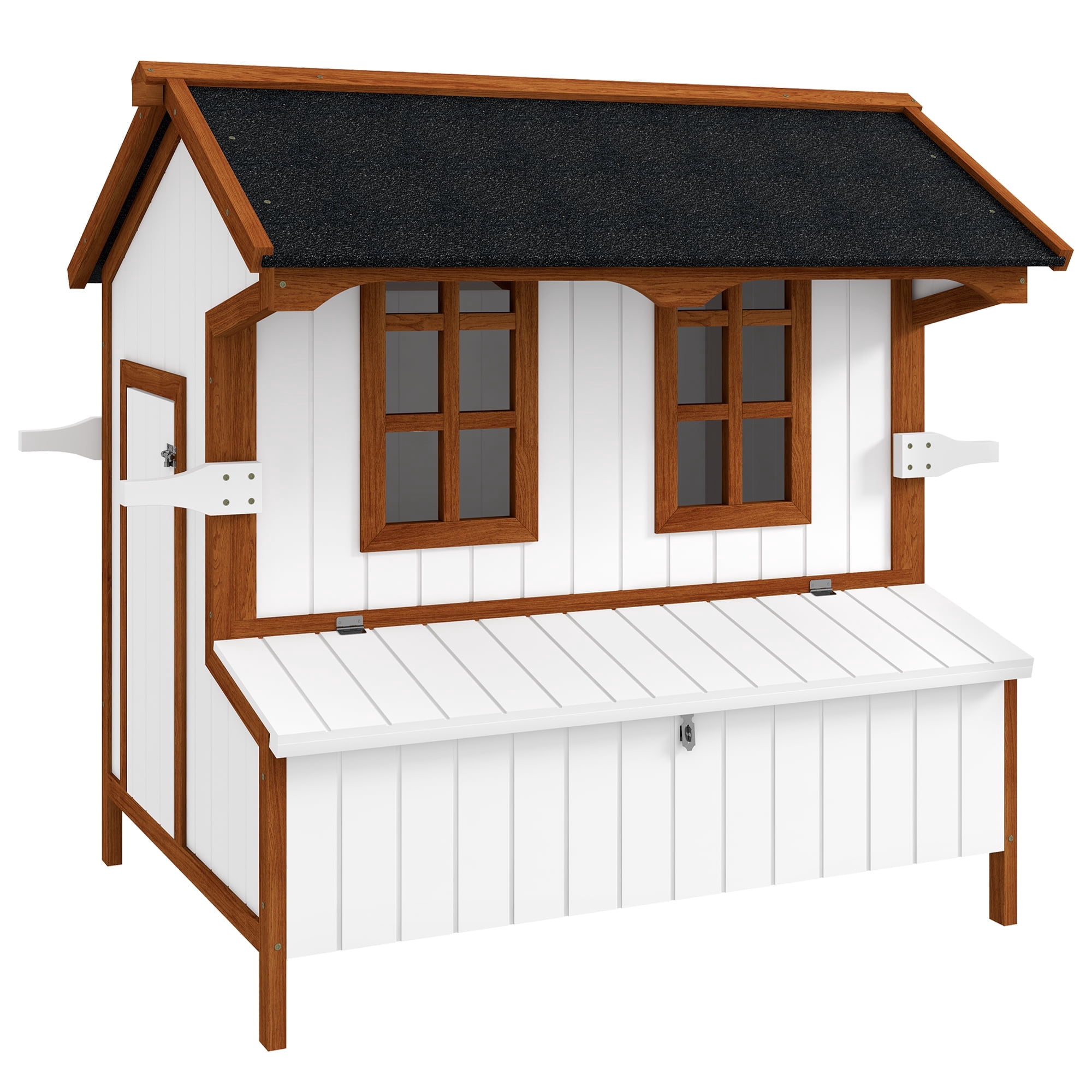 47" Chicken Coop Wooden Chicken House Rabbit Hutch Raised Poultry Cage Portable Hen Pen Backyard with Nesting Box and Handles
