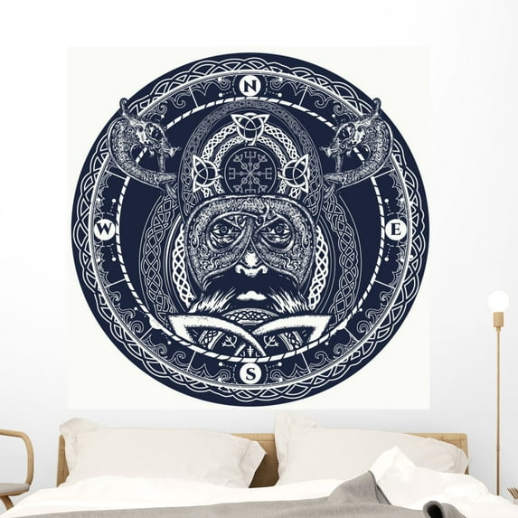 Viking Tattoo Scandinavian Ornament Wall Decal Wallmonkeys Peel and Stick Graphics (48 in H x 48 in W) WM502585