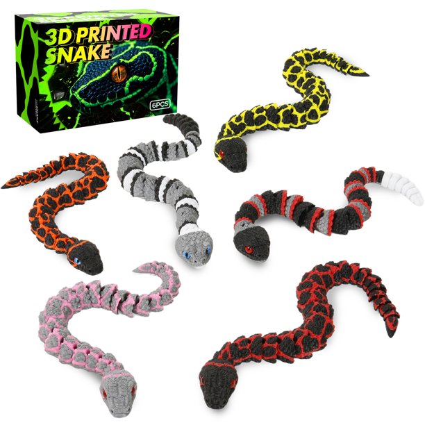 Figura de serpiente de juguete gigante, serpiente impresa en 3D de 106 cm con dientes brillantes