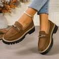 thumbnail image 5 of Khaki Women'S Casual Mid-Heel Loafers Frosted Round Toe Side Zipper Thick Heel Thick Sole Outdoor Indoor Comfortable, 5 of 9