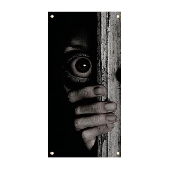 TIELUTT Starlit Patio Halloween Door Cover 71x35 Inches Scary Peeking Eye Banner Front Door Flag Pole Flag Training Christmas Flags for Outdoors 28 X 40 Holiday Banners Front Porch Bunting Bag Baby Bo