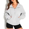thumbnail image 2 of Timegard Half Zip Pullover for Women Cropped Long Sleeve Tops Sweatshirts Thumb Hole Fall Solid Color Tops, 2 of 6